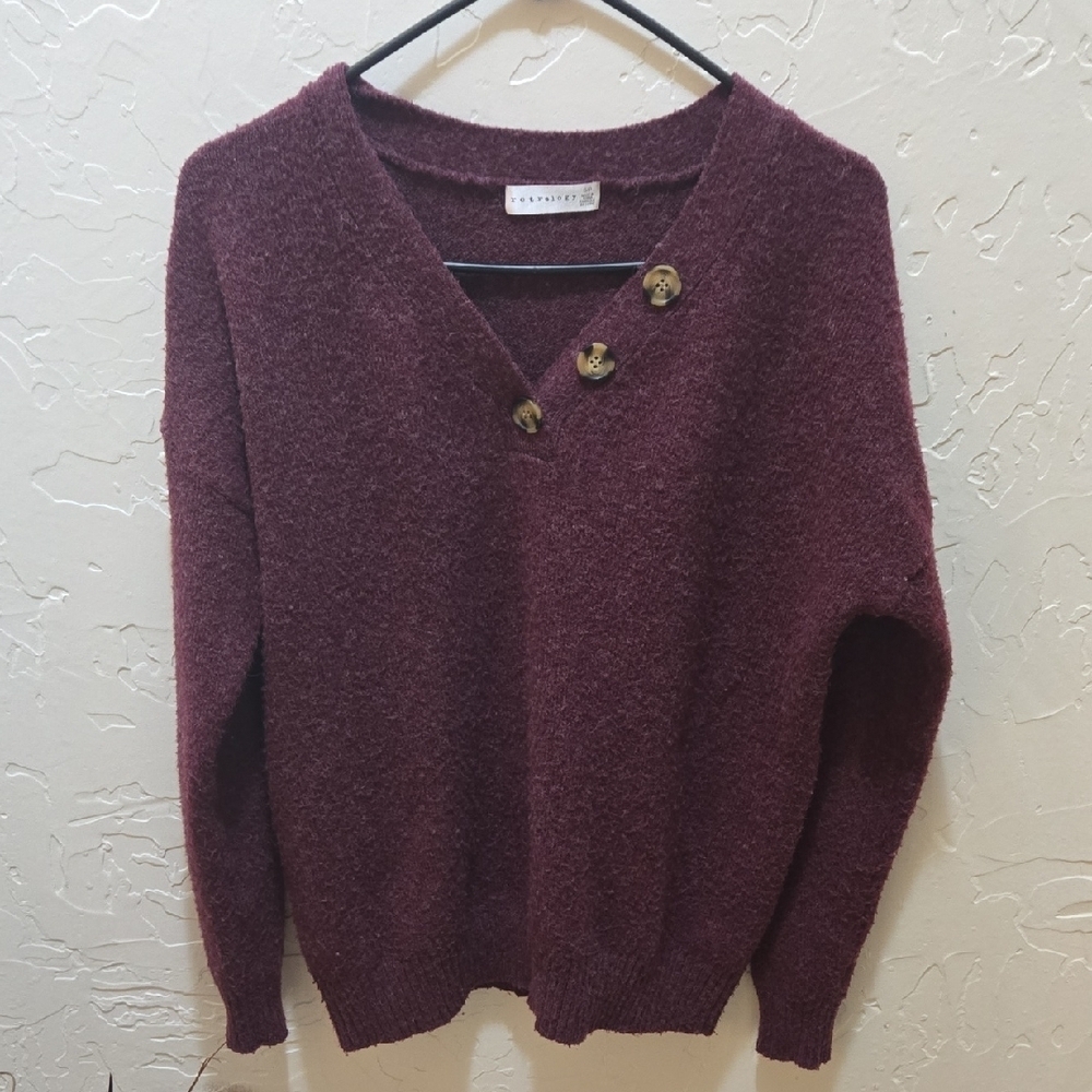 Chic V-Neck Sweater with Button Accents